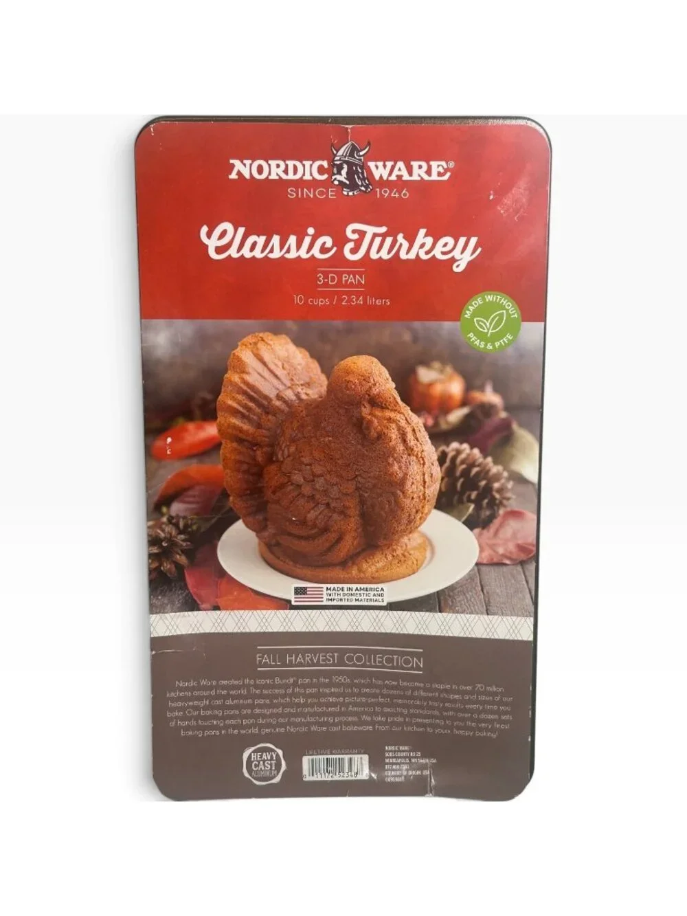 Nordic Ware Classic Turkey 3D Cake Pan Mold Thanksgiving 10 Cup Heavy Cast Alumi